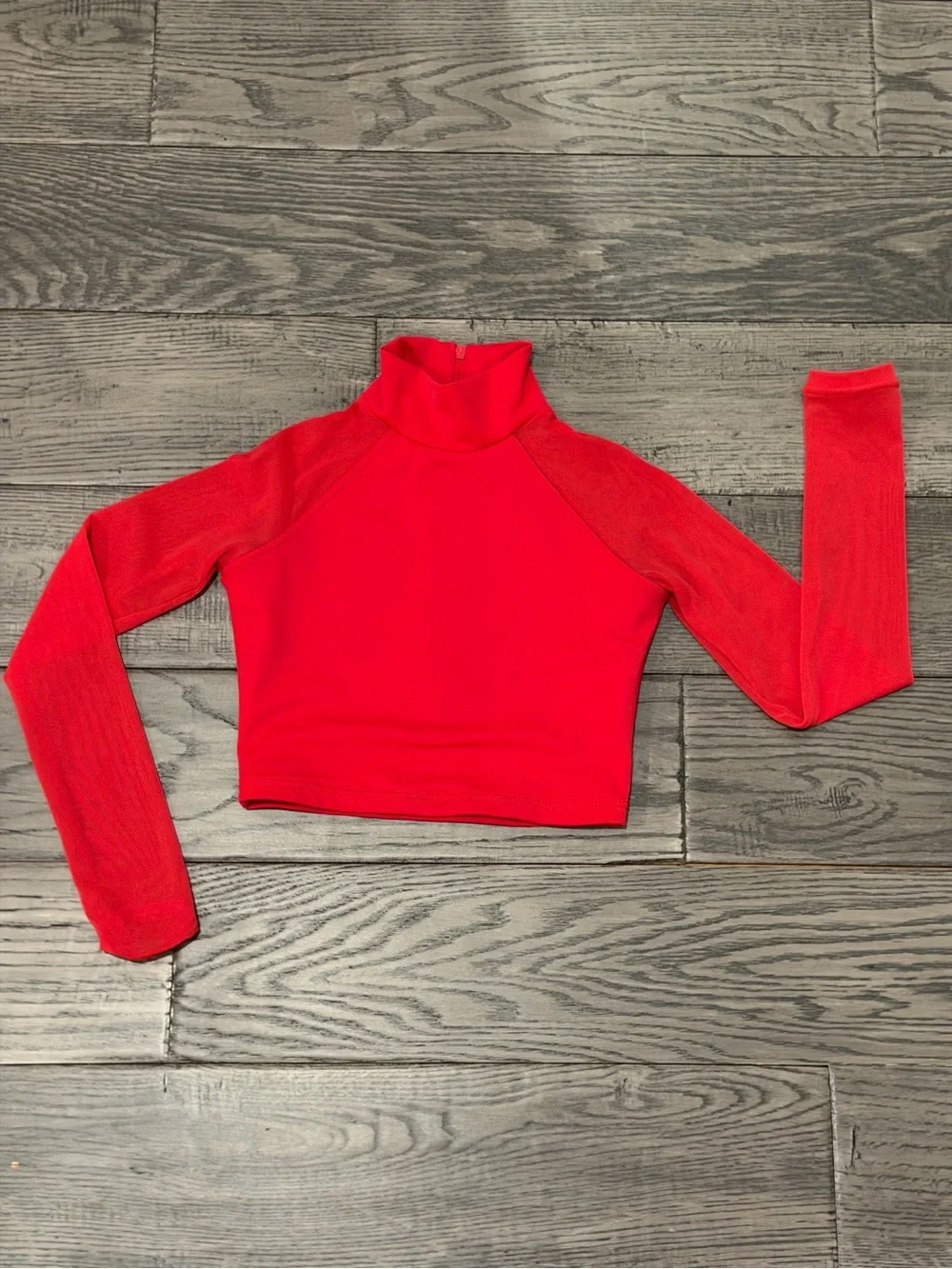 balera Red Long Sleeve Mock Neck Crop Top